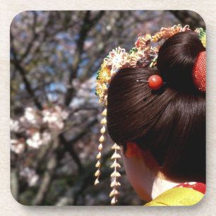 Japan, Kyoto. Rear view close-up of geisha's Coaster
