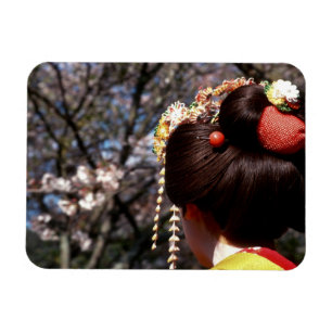 Japan, Kyoto. Rear view close-up of geisha's Magnet