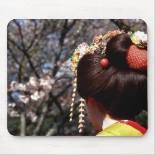 Japan, Kyoto. Rear view close-up of geisha's Mouse Mat