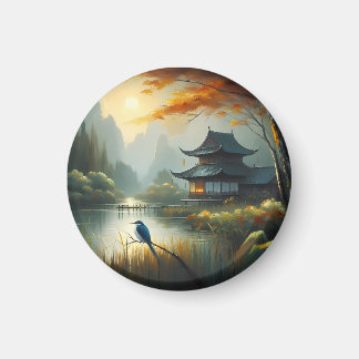 Japan Lake Bird 1 - Canvas Magnet