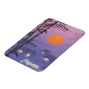 Japan landscape setting sun magnet