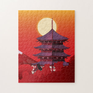 Japan landscape travel cartoon jigsaw puzzle