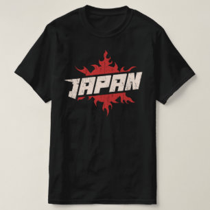Japan logo badge fire sun emblem typography distre T-Shirt