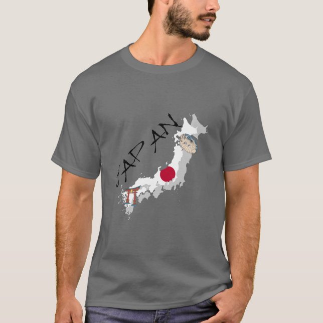 Japan Map and Flag T-Shirt (Front)