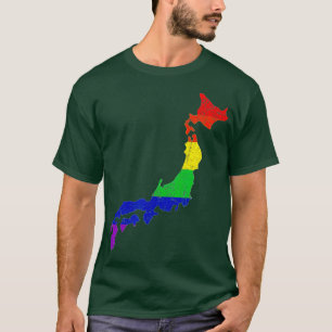 Japan Map  Gay Pride Rainbow Flag LGB Support  T-Shirt