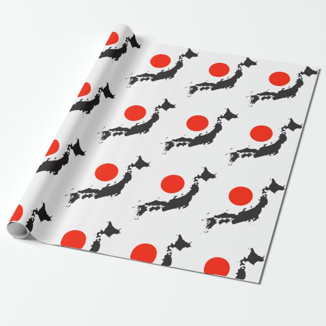 Japan map outline and circle wrapping paper (Unrolled)