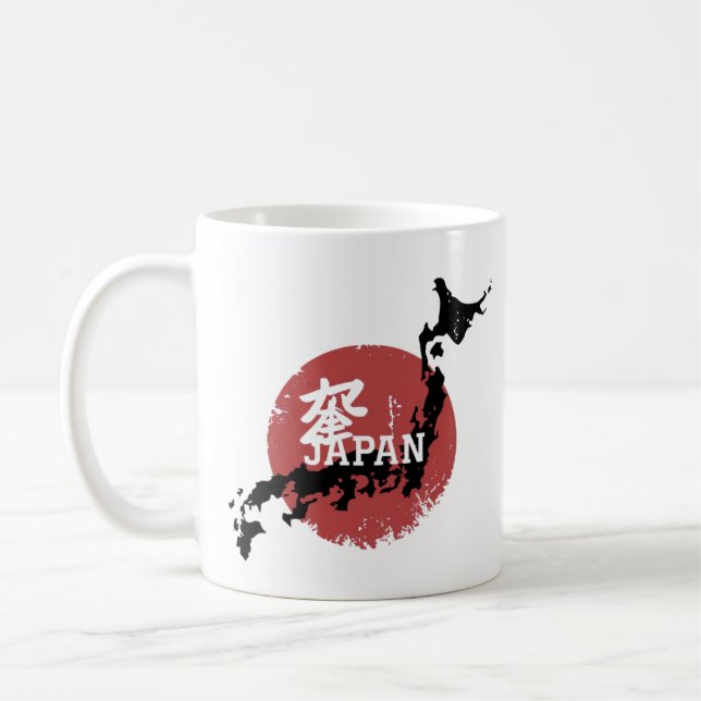 Japan Map Rising Sun  – Japanese Culture Coffee Mug (Left)
