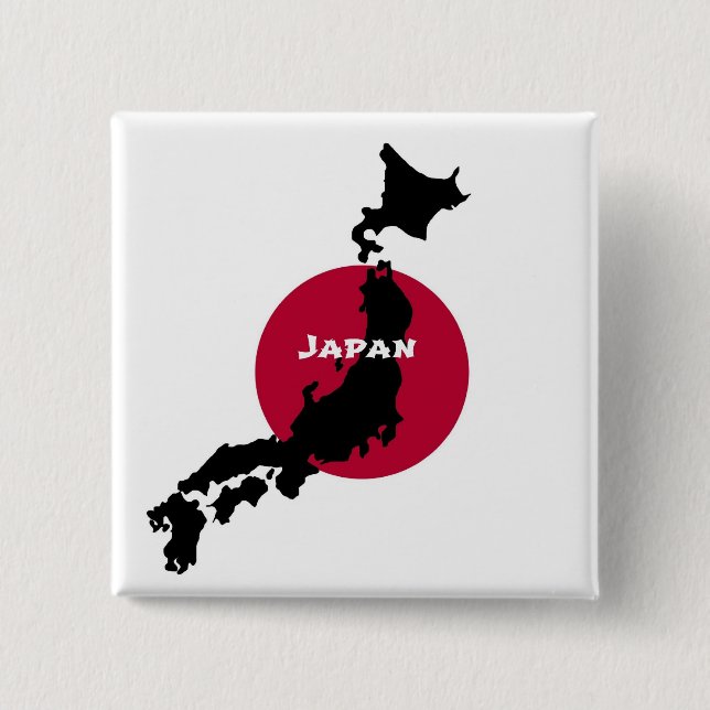 Japan - Map Silhouette and Flag 15 Cm Square Badge (Front)