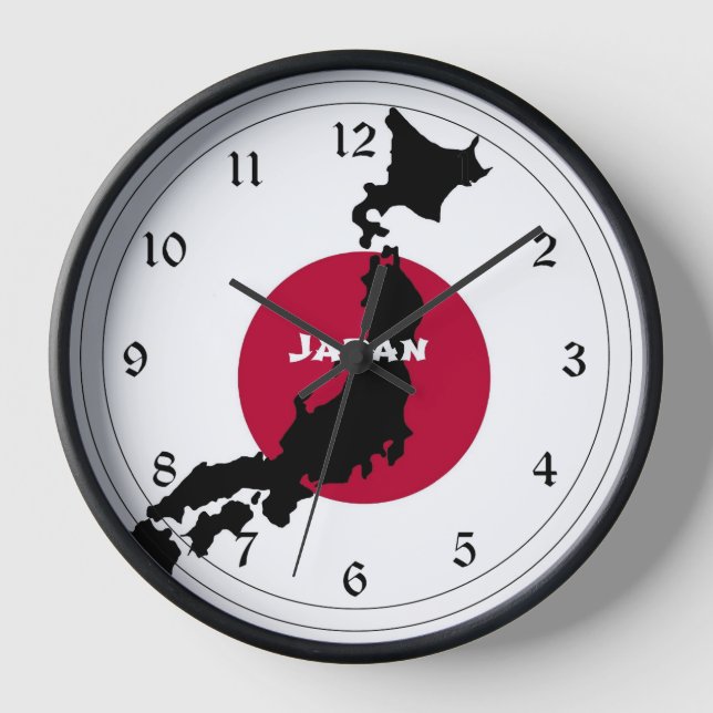 Japan, Map Silhouette and Flag Clock (Front)