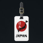 Japan map with red sun decoration luggage tag<br><div class="desc">Illustration of Japan map with red sun decoration and Japanese Kanji symbols for everybody who likes Japanese culture,  likes travelling and planning to visit Japan.</div>