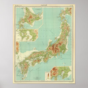 Japan map with shipping routes poster