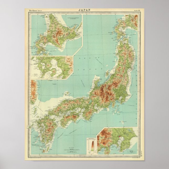 Japan map with shipping routes poster (Front)
