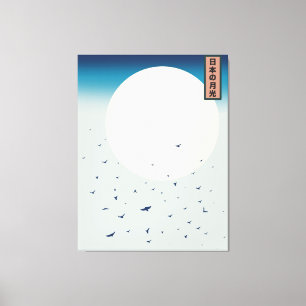 Japan moonlight swallows canvas print