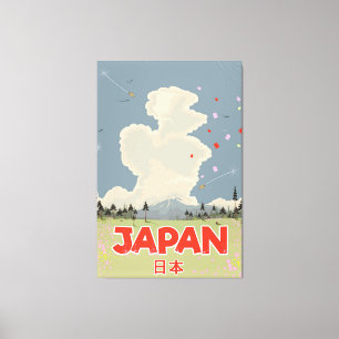 Japan Mount Fiji vintage style cartoon Canvas Print