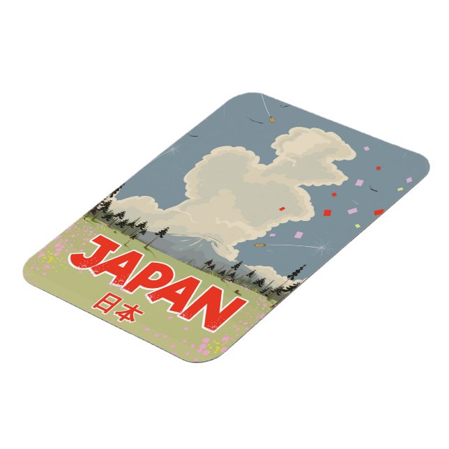 Japan Mount Fiji vintage style cartoon Magnet (Left Side)