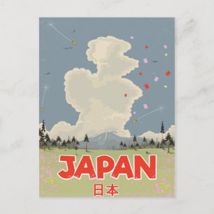 Japan Mount Fiji vintage style cartoon Postcard