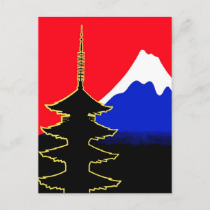 Japan, Mount Fuji and Tree Postcard