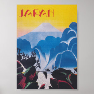 Japan Mount Fuji Colourful Vintage Travel Poster