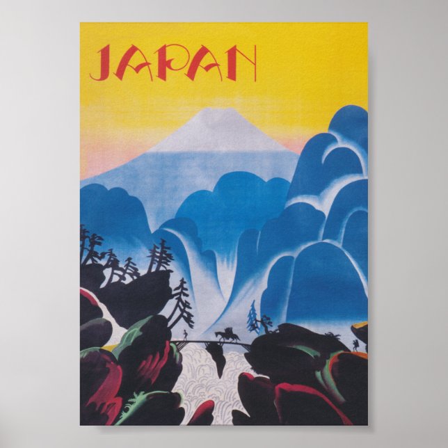 Japan Mount Fuji Colourful Vintage Travel Poster (Front)