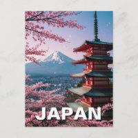 Japan Mount Fuji Fujisan Cherry Blossoms Postcard