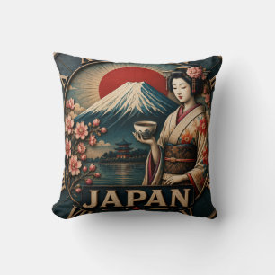 Japan Mount Fuji Geisha Cherry Blossom Japanese Cushion