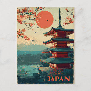 Japan Mount Fuji Pagoda vintage Postcard
