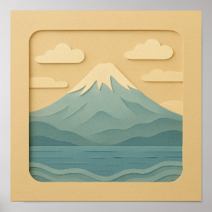 JAPAN Mount Fuji Paper Cutting Poster