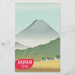 Japan mountain vintage travel poster stationery