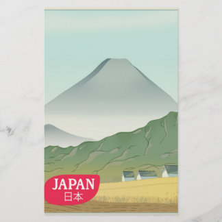 Japan mountain vintage travel poster stationery
