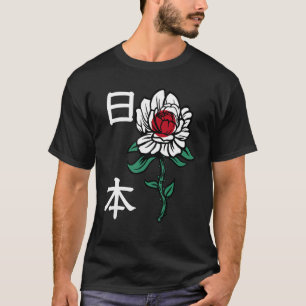 Japan National Flag Japanese Support Rose Flower K T-Shirt