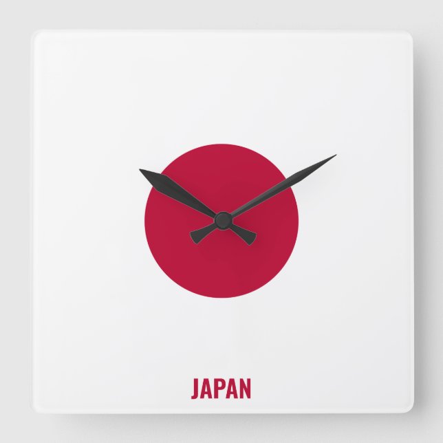 Japan National Flag Patriotic Square Wall Clock (Front)
