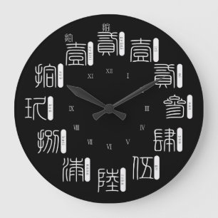 Japan old difficult kanji style [black face] large clock