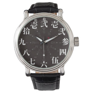 Japan old kanji style [black face] watch