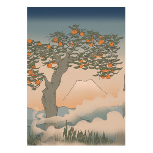 Japan Orange tree in the mist Photo Print