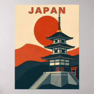 Japan Pagoda Temple Travel Art Poster