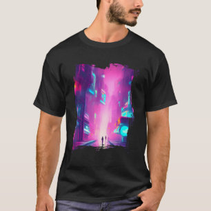 Japan Pink Blue Lights Vaporwave City T-Shirt