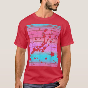Japan Pink Sakura Flower 80s Art Vaporwave Cherry T-Shirt