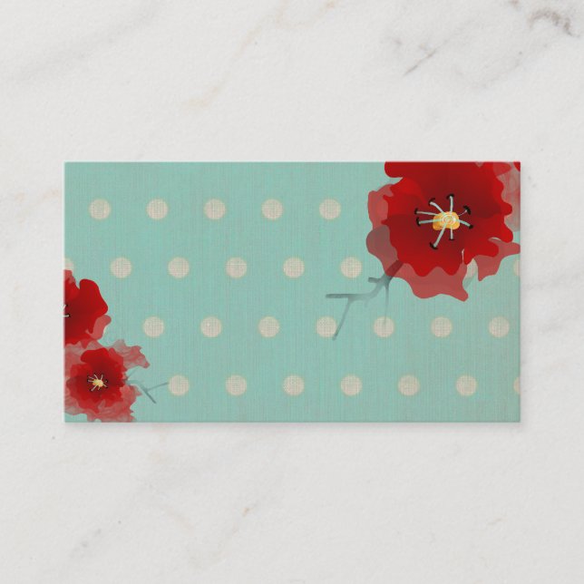 Japan red flower polka dots limited  business card (Front)