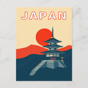 Japan Retro Travel Art Pagoda Temple Postcard