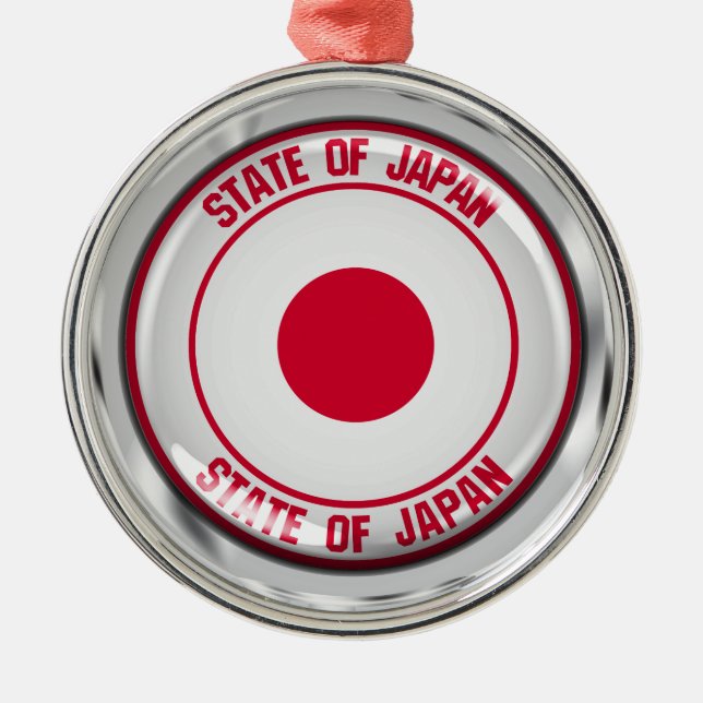 Japan Round Emblem Metal Tree Decoration (Front)