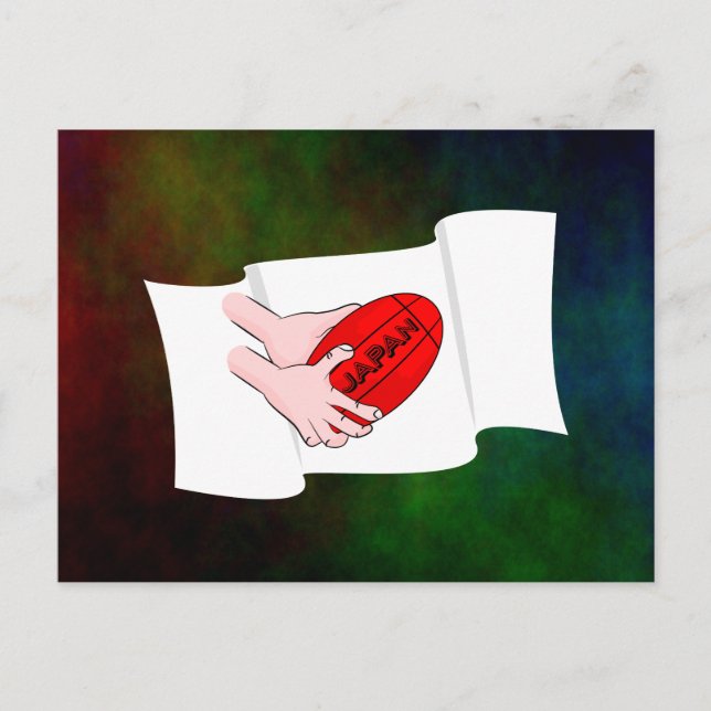 Japan Rugby Team Supporters Flag With Ball Postcard (Front)