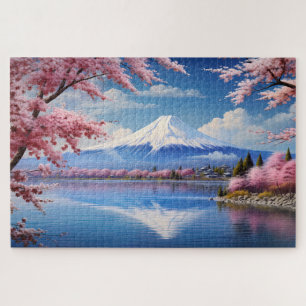 Japan, Sakura and Fuji landscape Jigsaw Puzzle