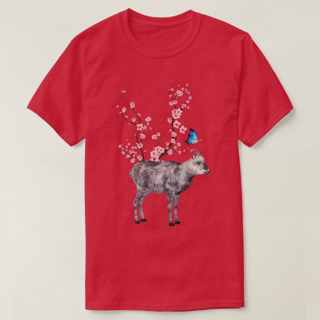 Japan Sakura Cherry Blossom Japanese Serow Japanes T-Shirt (Design Front)