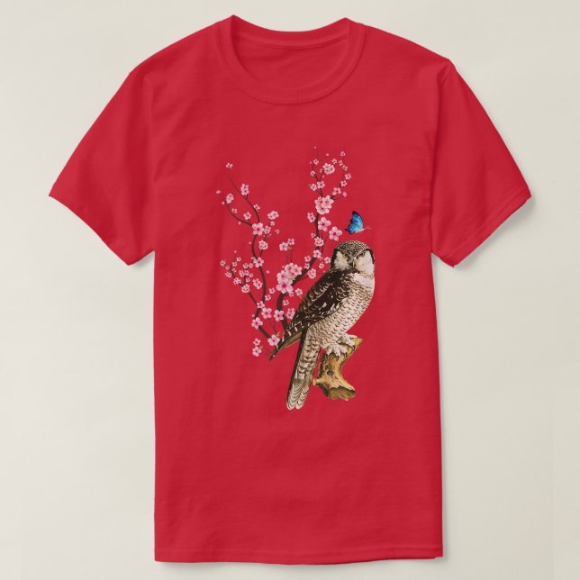 Japan Sakura Cherry Blossom Owl Bird Japanese  T-Shirt (Design Front)
