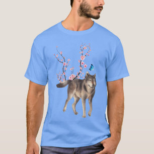 Japan Sakura Cherry Blossom Wolve Japanese T-Shirt