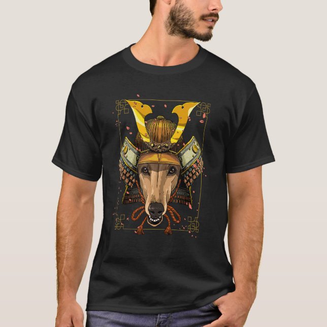 Japan Samurai Greyhound Dog  Japanese Warrior Bush T-Shirt (Front)