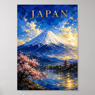 Japan: Scenic Spring Mount Fuji Art Souvenir Poster