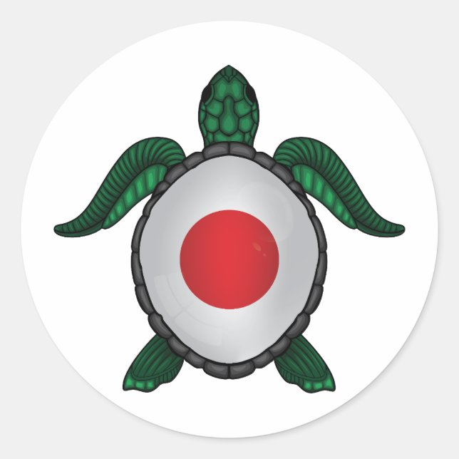 Japan sea turtle flag classic round sticker (Front)