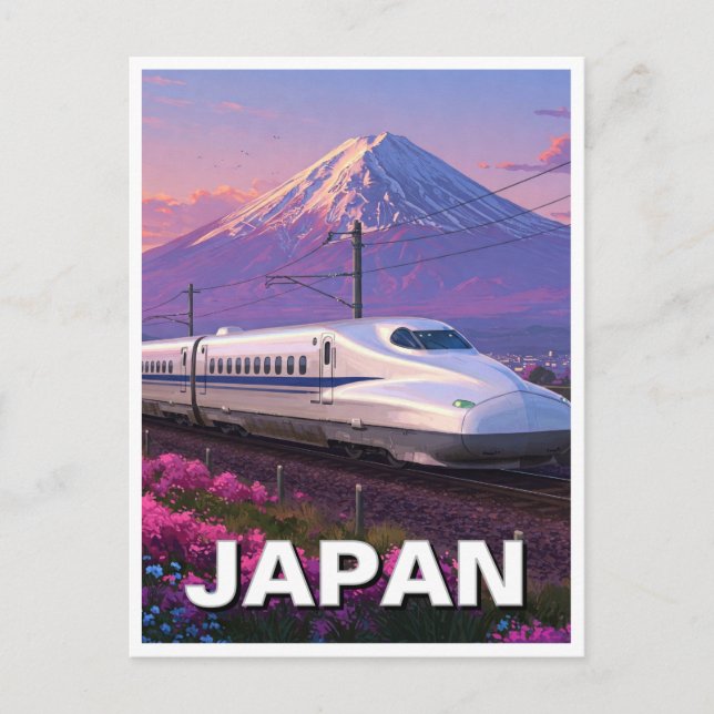 Japan Shinkansen Mt Fuji Travel Postcard (Front)