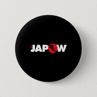Japan Ski Shirt Japow Powder Skiing Japanese Flag  6 Cm Round Badge